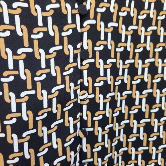 Chico's Multicolor Geometric Chain-Link Print Blouse Button-Up Long Sleeve - Picture 8 of 13